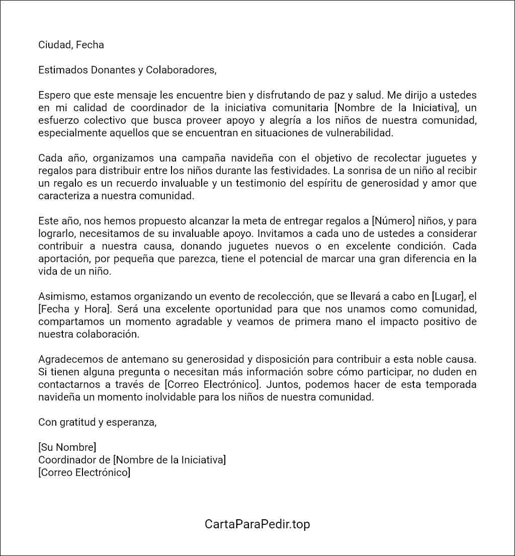 carta para pedir regalos para los niños plantilla