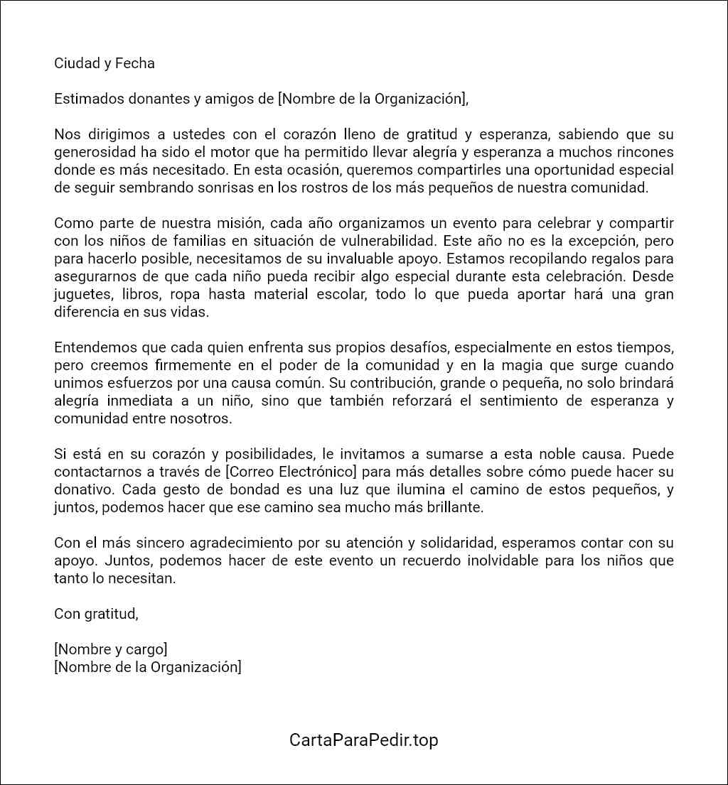 carta para pedir regalos para los niños ejemplos