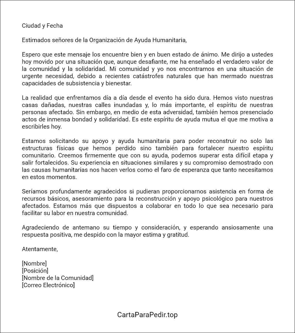 carta para solicitar ayuda humanitaria modelo