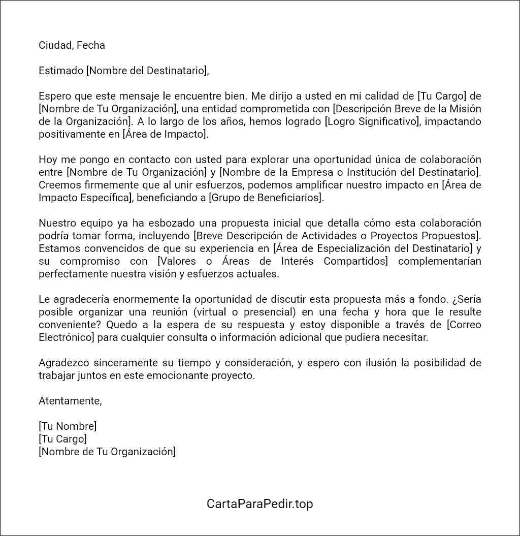 plantilla de carta para solicitar colaboración 